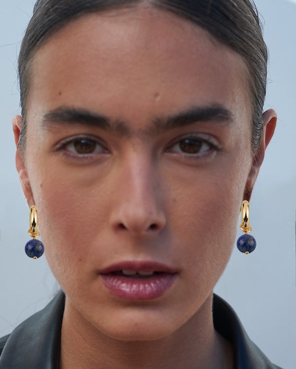 LAPIS HOOP EARRINGS